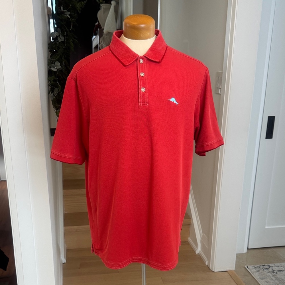 Tommy Bahama Red Supima Cotton Polo Shirt Size XL